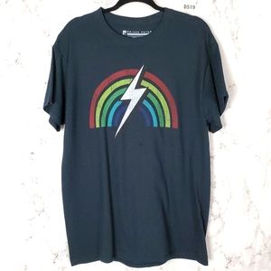 4/$25 Black Rainbow Lightning Bold Graphic Tee Lar